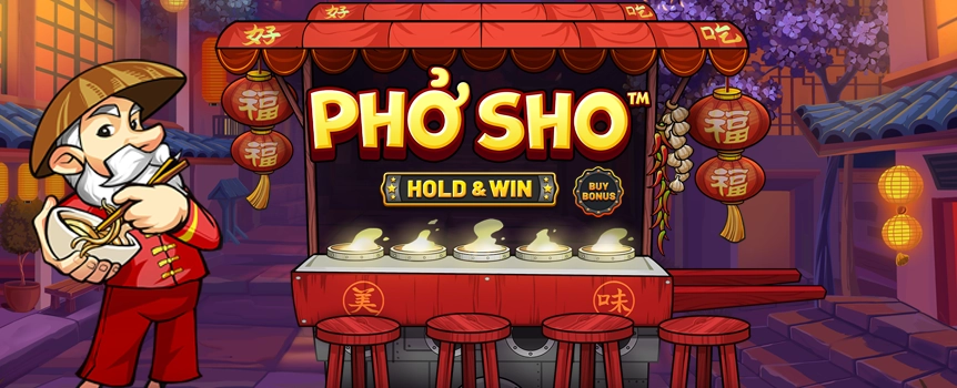 Phở Sho is a Delectable 4 Row, 5 Reel, 20 Payline pokie with Mouth-Watering Cash Prizes up to 4,000x your stake on offer!