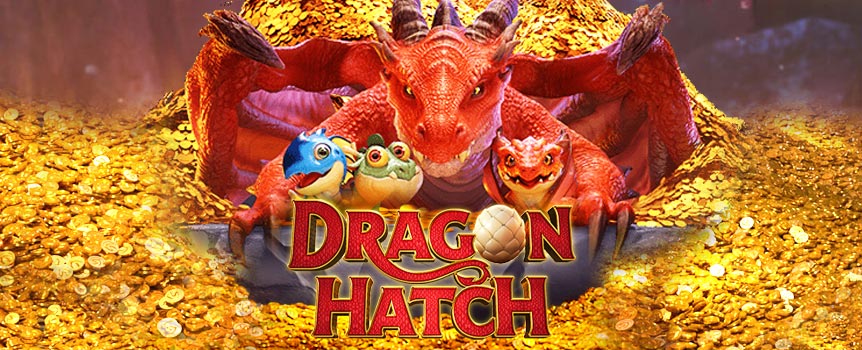 
If you want to play a Pokie with an eggcellent chance of a Payout, then Dragon Hatch could be eggactly what you are looking for! The Dragons in this game are ready to Hatch from their eggs and have a lot to give to anyone that is brave enough to come near them.

