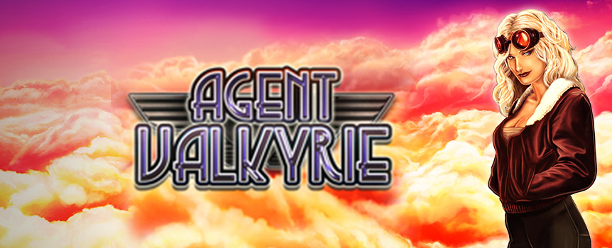 Take to the skies and battle villains in flight with the Agent Valkyrie pokie machine.
