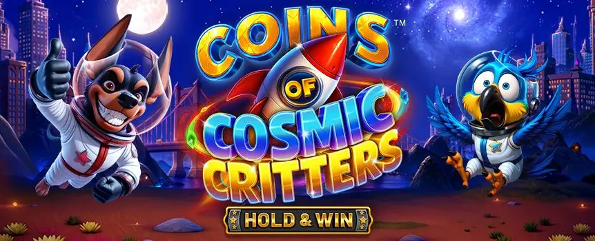 Strap in and rocket to wins with Coins of Cosmic Critters. A crisp 3x3, 5-line pokie featuring Hold & Win Respins, an Astro Pack trigger, Wilds and Buy Bonus. Max. win up to 3,643x. 