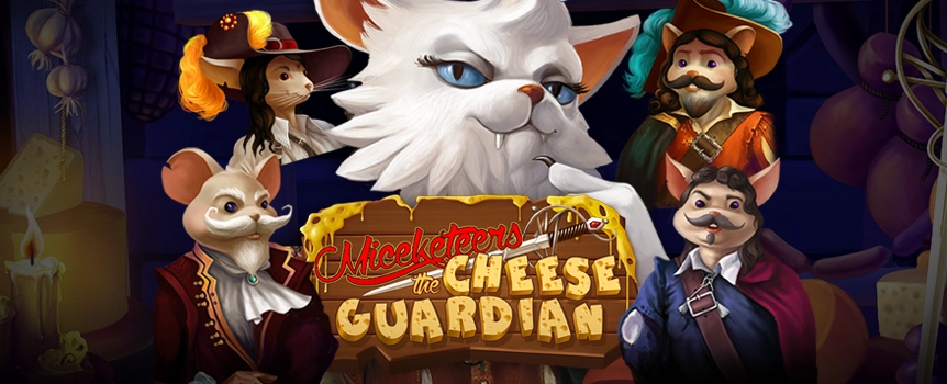 Embark on a cheesy adventure with the Miceketeers: The Cheese Guardian online slot at Joe Fortune. Spin the reels for a chance to win up to 485x your bet!